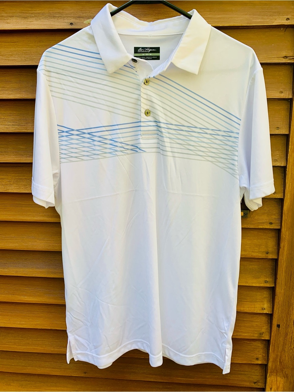 Hogan White Polo with Light Blue Linear Accent